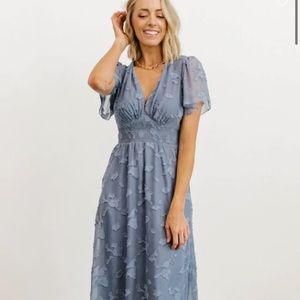 Baltic Born June Blue Smocked Midi Dress 1X
